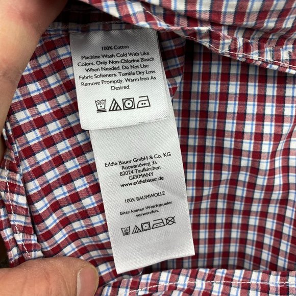 Eddie Bauer Legend Mash Shirt Men XL Red White Checkered Button Down w/ DEFECTS - Picture 6 of 12